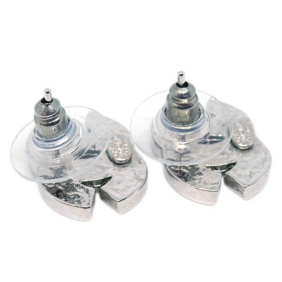 Chanel CC Piercing Earrings Silver Rhinestone 01P - Picture 3 of 4